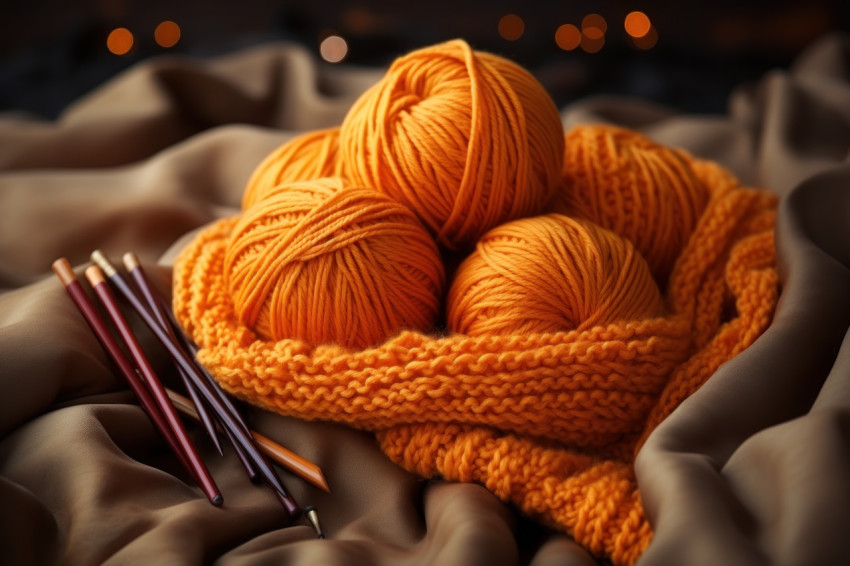 Knitting needles and yarn capturing the essence of warmth