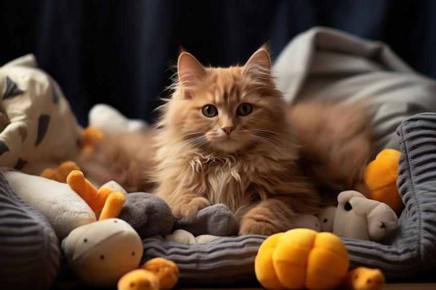 A cozy bed surrounded by delightful toys creating a haven of warmth and joy