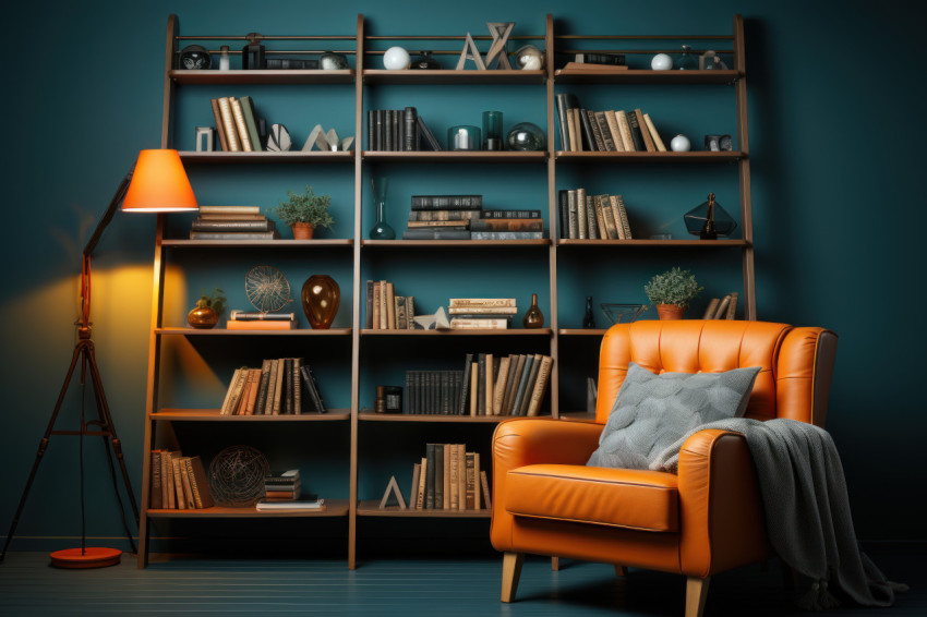 Small reading havens in a well-organized bookshelf with cozy chairs and reading lamps