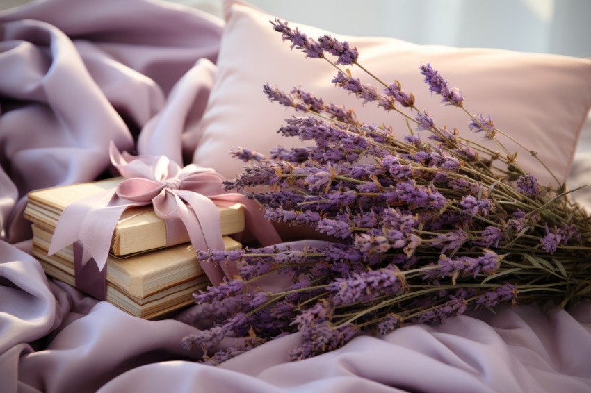 A peaceful bedroom retreat with lavender pillow for a restful sleep