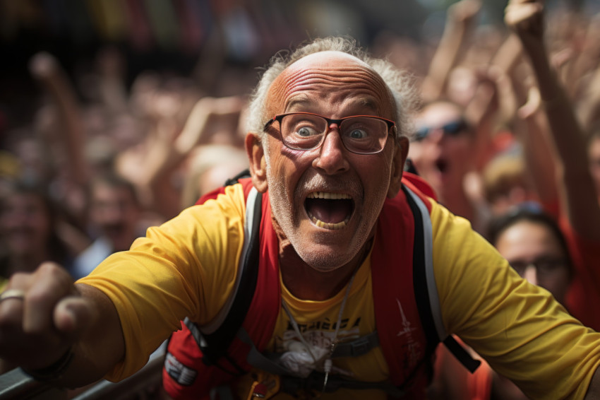 A race through the eyes of a spectator with an elderly runner in