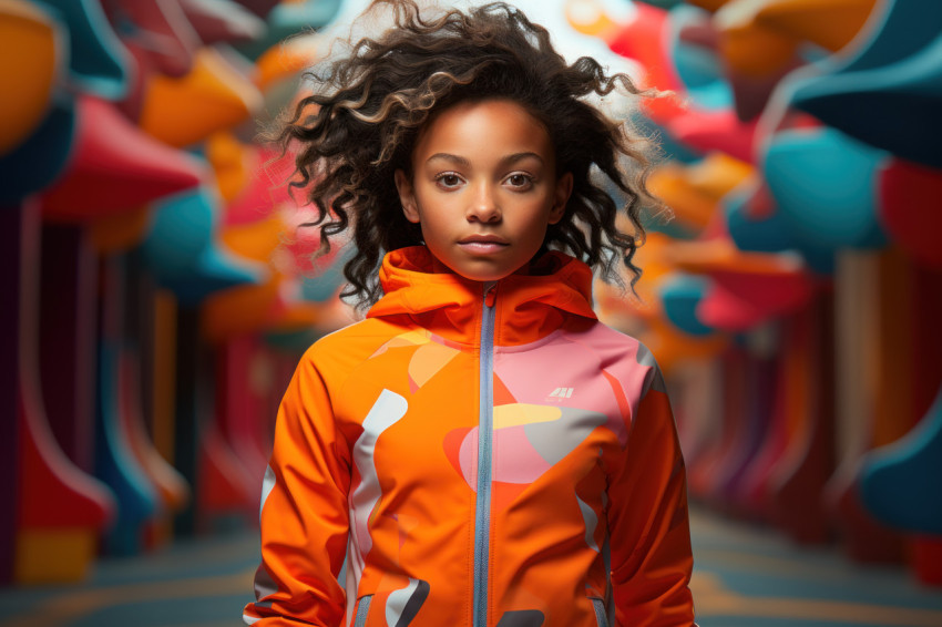 Little runner showcases vibrant sportswear at the intersection o