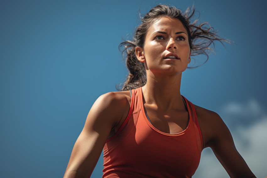 Female runner navigates challenging incline with unwavering pers