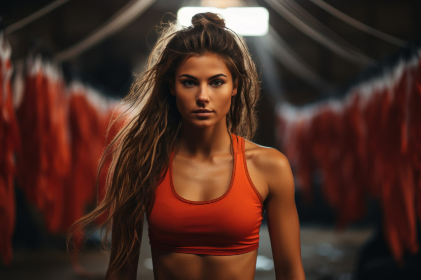 Female runner attends to shoelaces and bib in preparation, runne