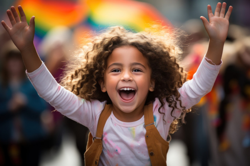 Little runners embrace the finish line bathed in the radiance of