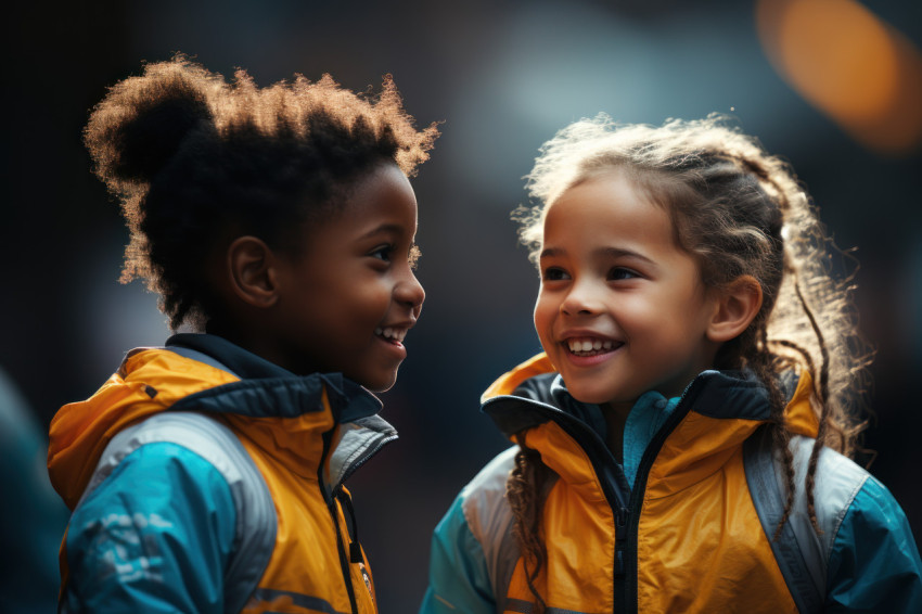 Little runners hug it out at the finish line, runner image