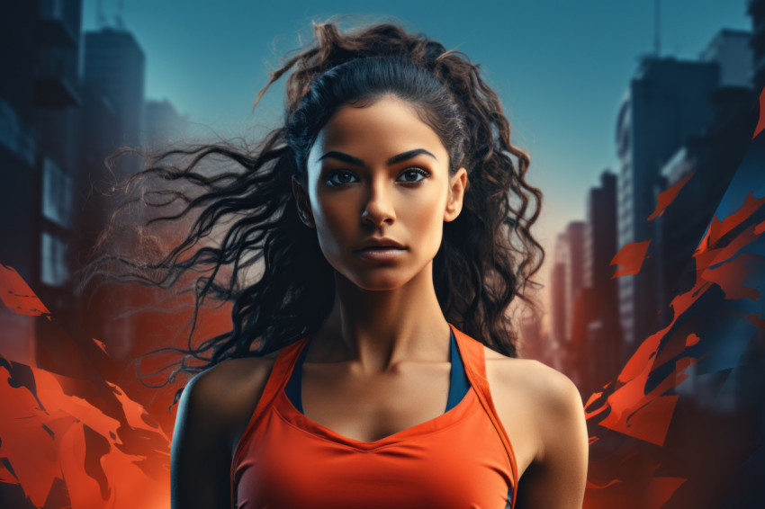 Female runner in dynamic urban dash, runner image