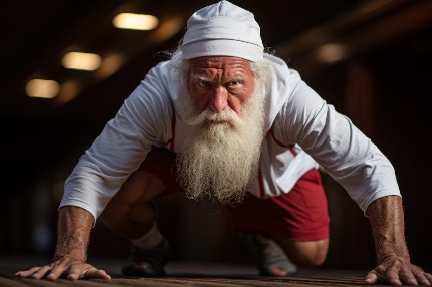 Old man highlights post race stretching for lifelong well being,