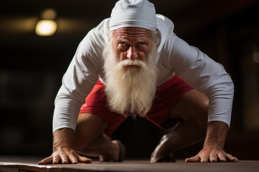 Elderly runner emphasizes the vital role of post-race stretching