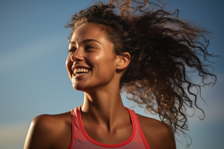 Female runner stays hydrated mid race for endurance excellence,