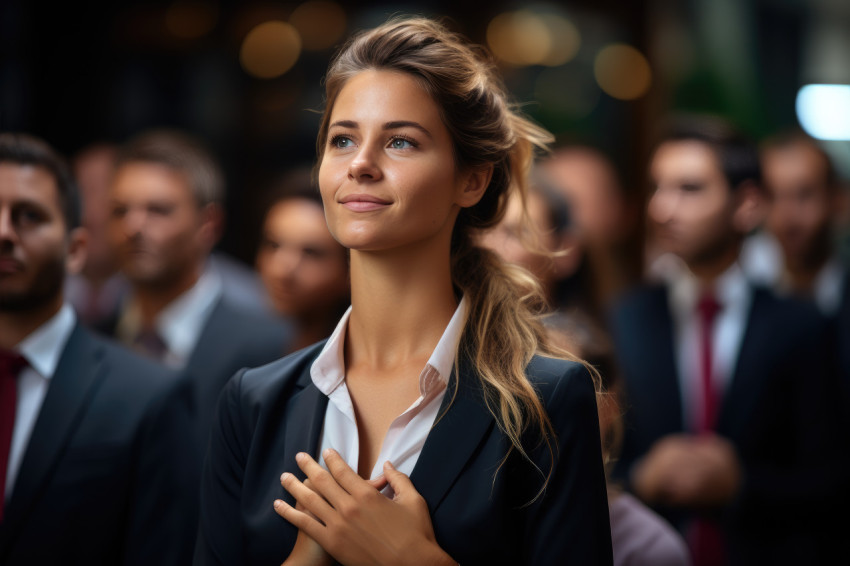 Employee receives award amidst cheers and applause from colleagues