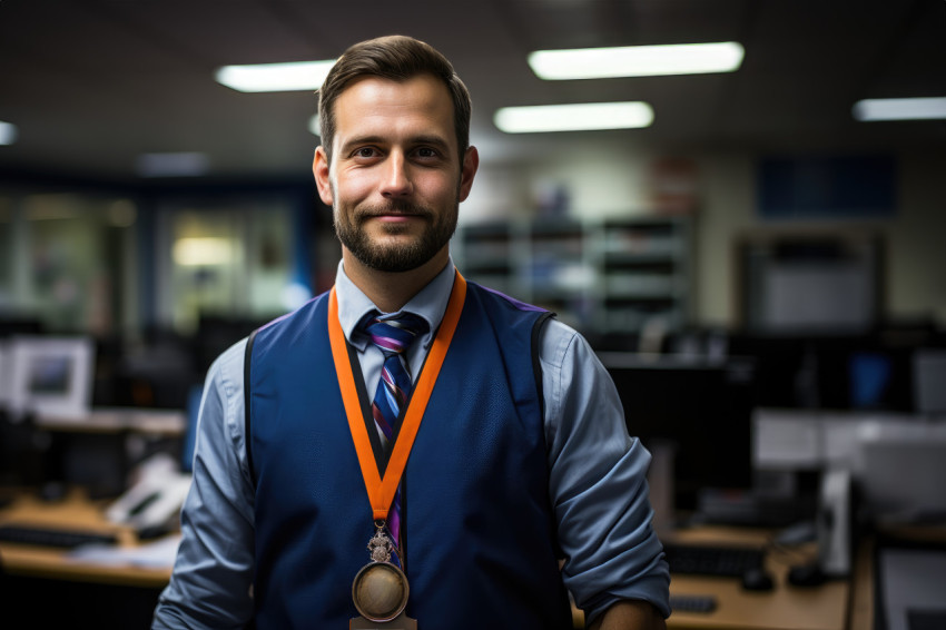 Medal graces employee desk a testament to hard work