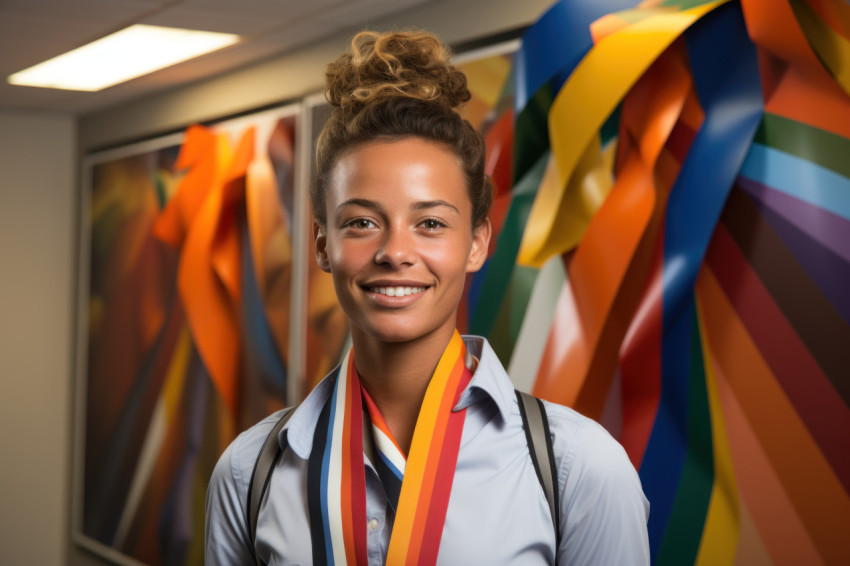 Employee medal in hand pauses to reflect on team accomplishments