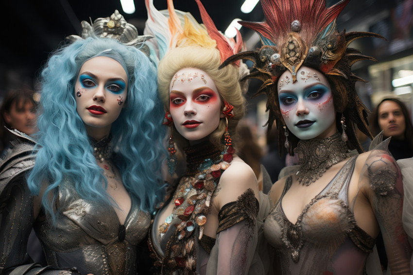 Ethereal carnival attendees transformed into phantoms and specters