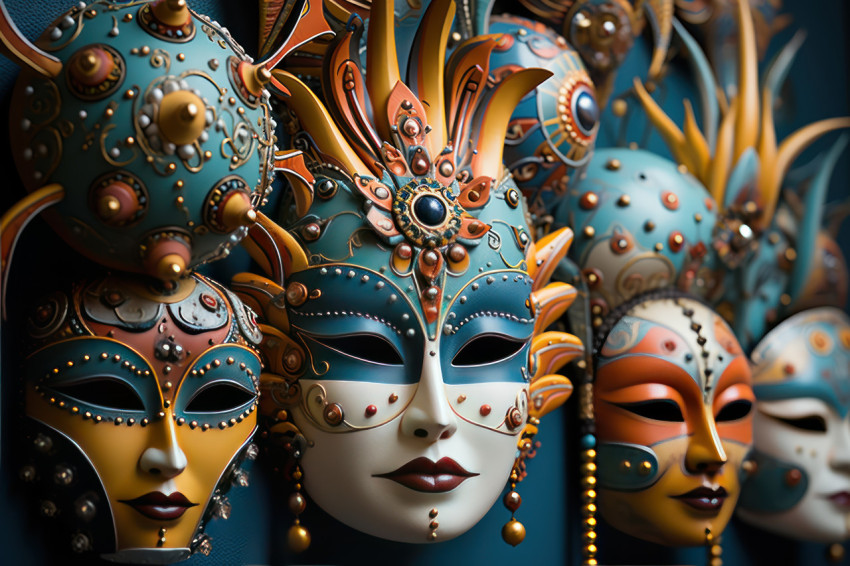 Artistic arrangement showcasing venetian mask diversity