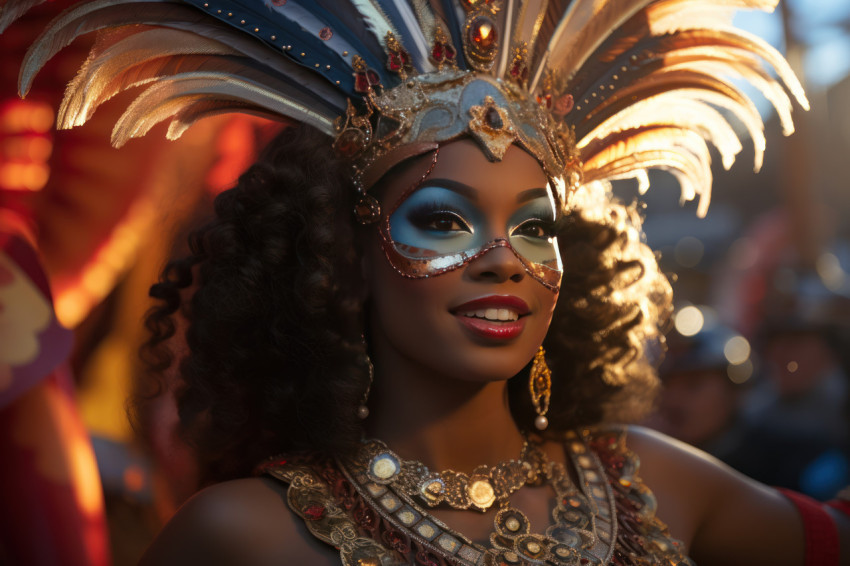 Carnival floats graceful in golden hour parade