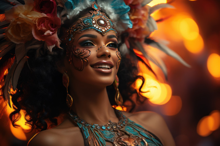 Night show carnival masked woman mesmerizing fire dance Night show carnival masked woman mesmerizing fire dance