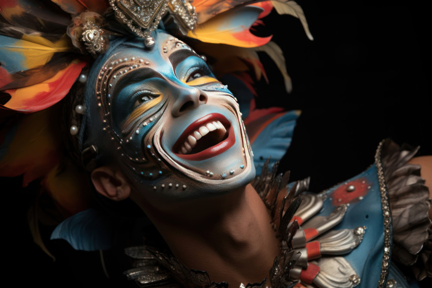 Masked mid air marvel acrobatic performance in carnival