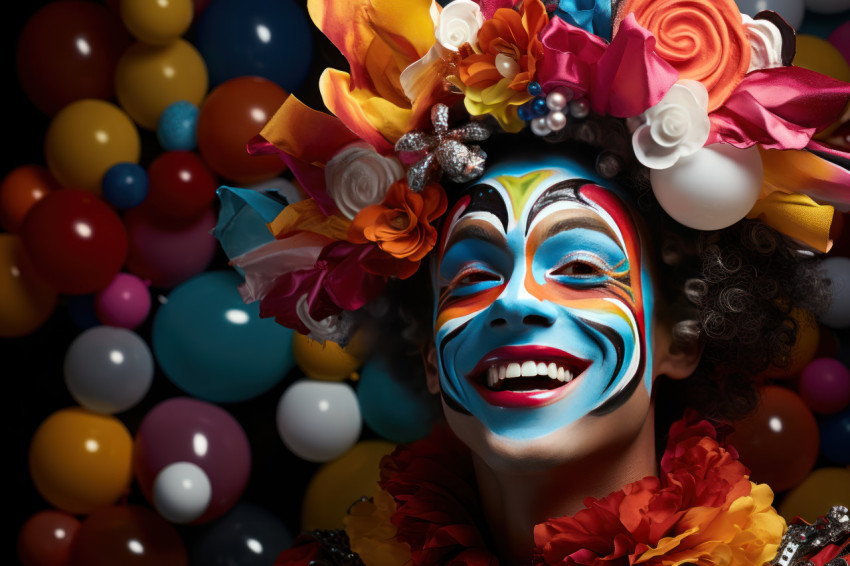 Bubbly carnival magic man in mask