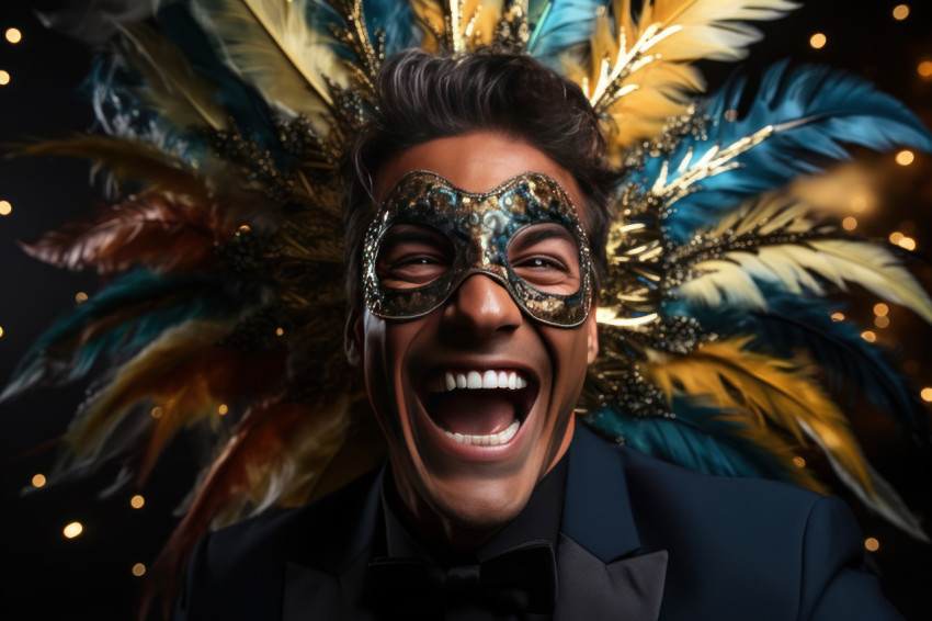 Extravaganza carnival mask creates dazzling display