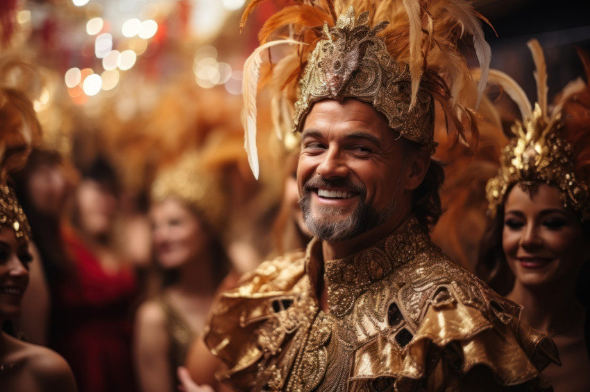 Carnival elegance man graces masquerade ball