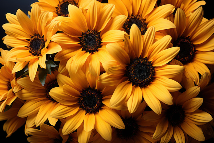 Monochromatic elegance sunflowers unveiling texture and form