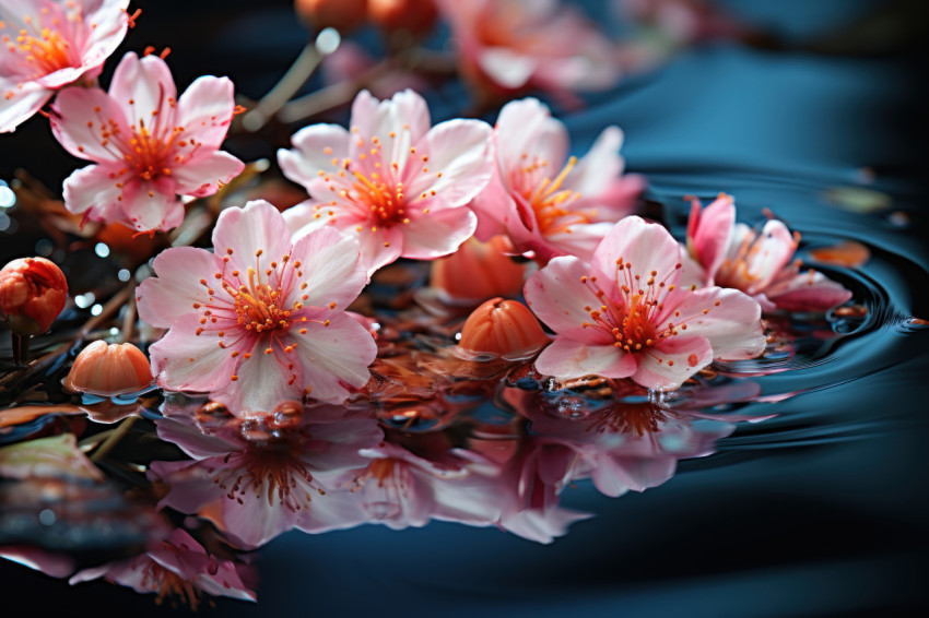 Blooms gracefully afloat on the pond