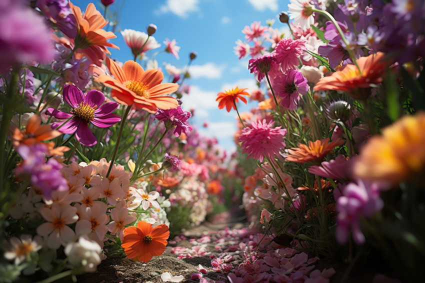 Footprints embracing nature beauty