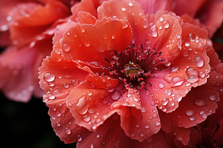 Dewdrop adorned unveiling poppy delicate intricacies