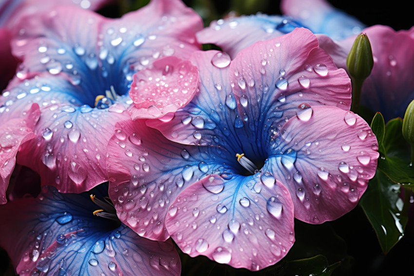 Morning dew on gentle glory petals