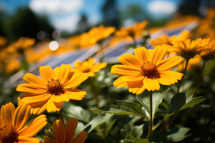 Giant flower inspired solar panels creating a visually pleasing blend of nature and technology