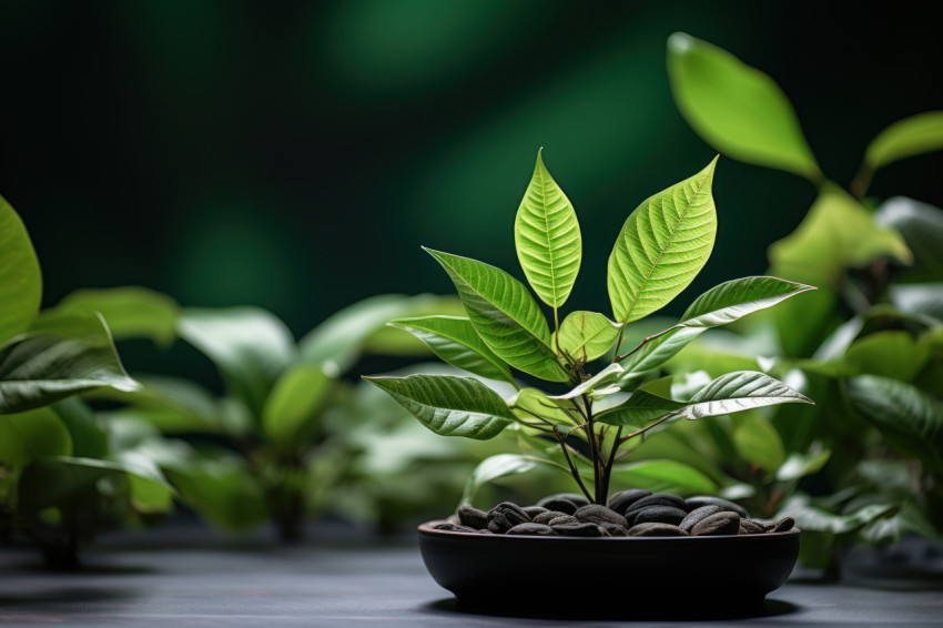 Embracing mindfulness surrounded by the soothing presence of green foliage