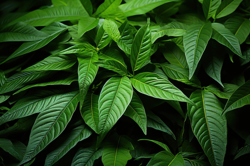 Green leaves forming a natural pattern