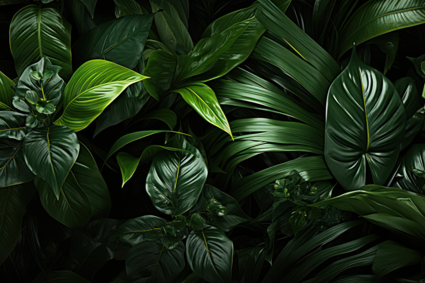 Abstract artistry through overlapping green foliage