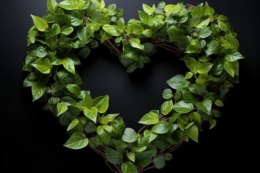 A symbolic arrangement of leaves promoting environmental care and affection