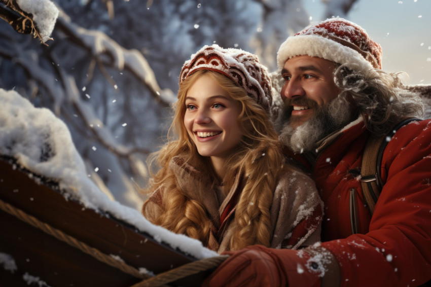 Couple celebrates the magic of the season on a sleigh ride