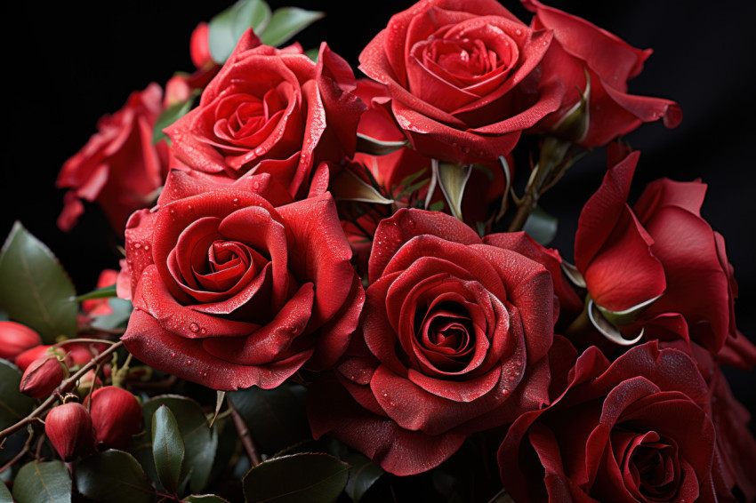 A dreamy fairytale scene with radiant red roses in soft vignette