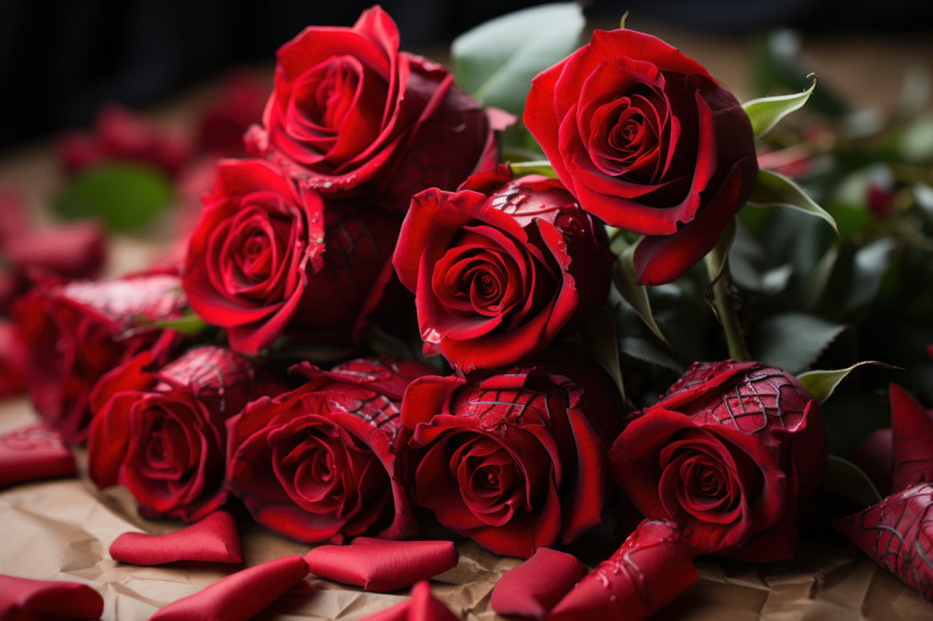 Red roses placed on a world map as a symbol of love