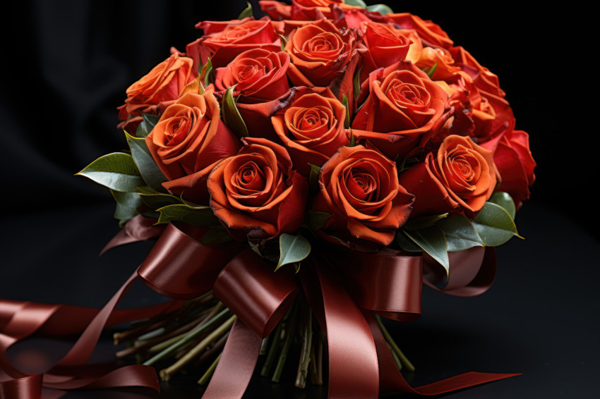 An eloquent expression of love through a tightly bound red rose arrangement