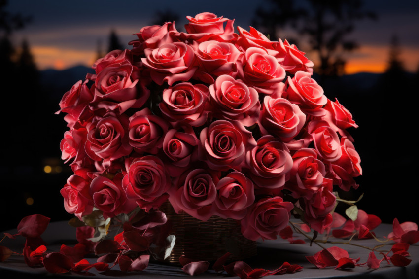 Moonlit love letters crafted from a bed of vibrant red roses