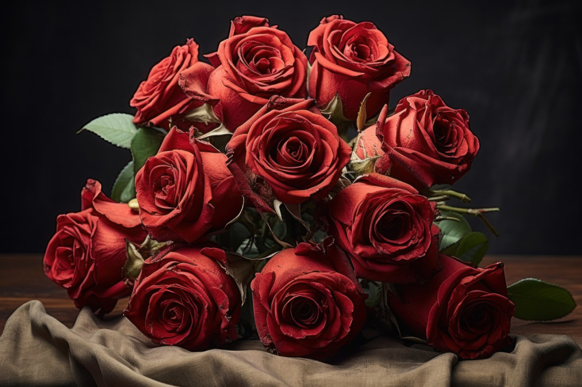 Red roses arranged in vintage elegance