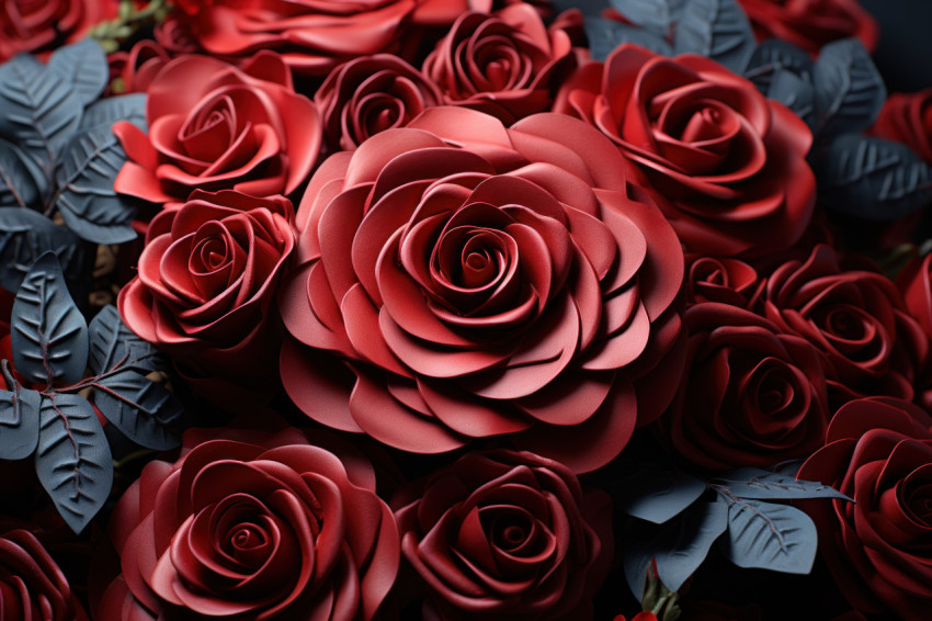 Red roses forming a puzzle of love