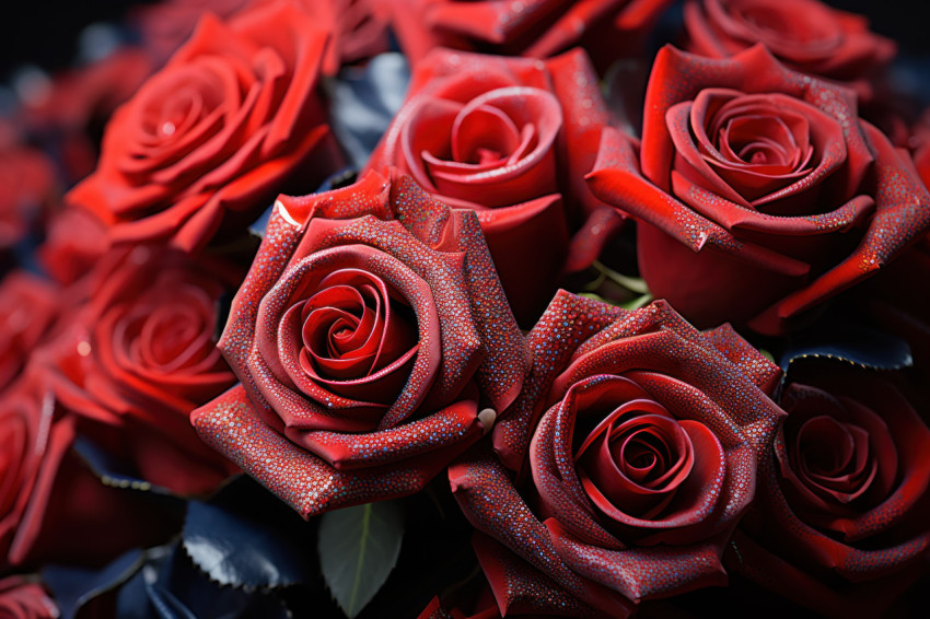 The language of love showcased in a stunning red rose mosaic