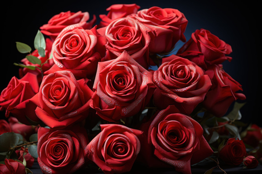 Softly lit red roses create a heartfelt message of love