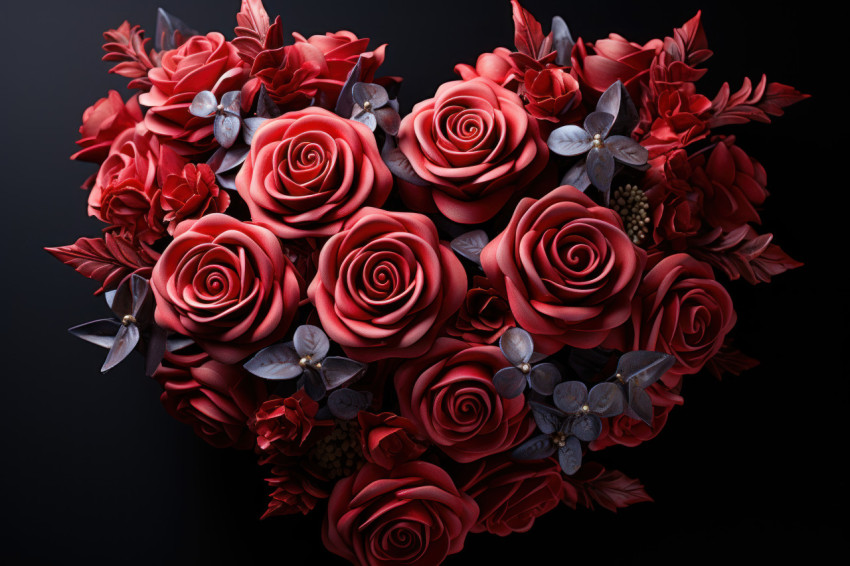 Romantic red roses conveying cupid arrow of love