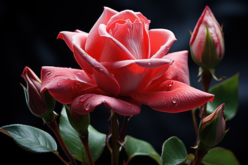 A time lapse of a red rosebud blooming into exquisite fullness