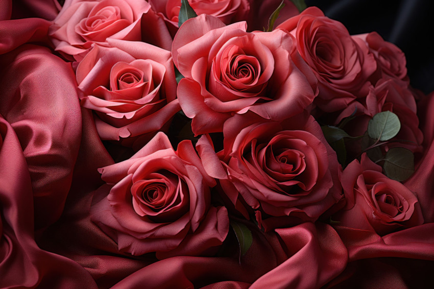 A dreamlike ambiance with stunning red roses and soft folds