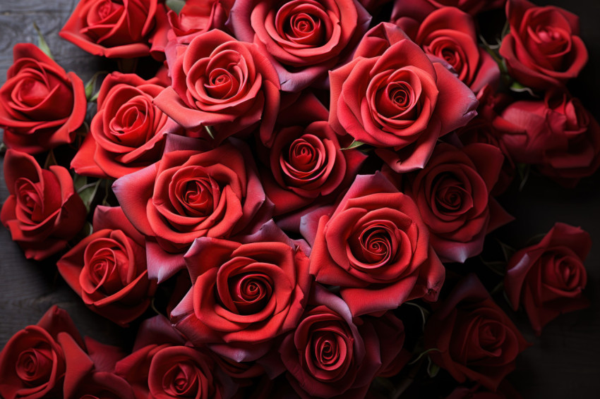 Red roses forming interlocked hearts