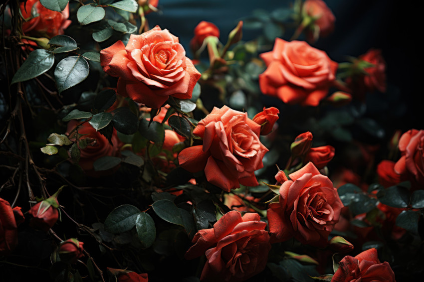Whimsical red roses seemingly defy gravity in a mesmerizing display