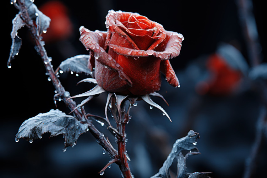 A red rose preserved in ice a poignant symbol of everlasting love